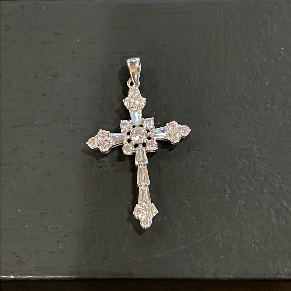 Vintage Brilliant CZ Cross Pendant